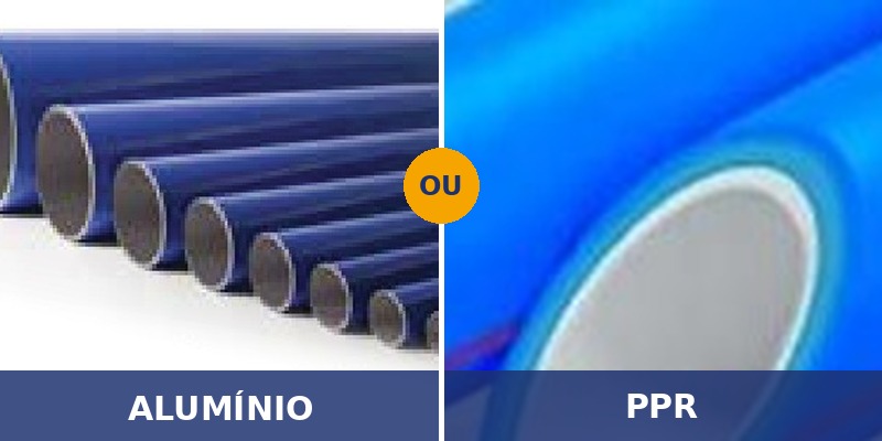 Comparação entre tubo em alumínio e tubo em PPR, lado a lado